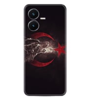 Vivo Y22S Kılıf Resimli Desenli Baskılı Silikon Kurt ve Ay Yıldız 1403