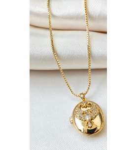 ANKA KUŞU AÇILABİLİR ÇELİK ALYA KOLYE (Gold)