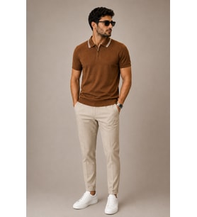 ADV-5053 FERMUARLI TRİKO TİŞÖRT/TABA/2XL