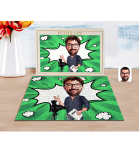 BK Gift Kişiye Özel Erkek Yönetmen Karikatürlü 1000 Parça Profesyonel Puzzle-1