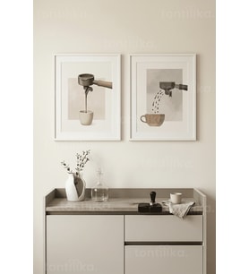 Modern Kahve Temalı Minimalist 2’li Ahşap Çerçeveli Tablo Seti