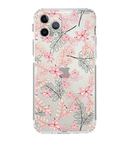 Apple iPhone 11 Pro MaxKamera Korumalı Tıpalı Kapak Floral Kırmızı Tasarımlı Şeffaf Kılıf