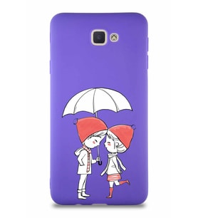 Samsung Galaxy J7 Prime Soft Premier Kapak Aşk Tasarımlı Silikon Kılıf - Mor (Şeffaf)