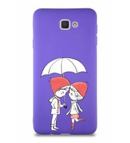Samsung Galaxy J7 Prime Soft Premier Kapak Aşk Tasarımlı Silikon Kılıf - Mor (Şeffaf)