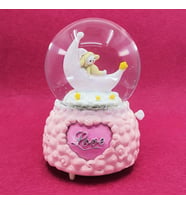Love Uzay Motorlu Müzikli Kar Küresi (Pembe)