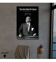 Tekli Dikey Kanvas Makam Panosu Atatürk Sözleri Sanatsız kalan bir ulusun .