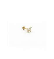 Mavi Kanatlı Kelebek Tragus Piercing – Zirkon Taşlı, Gold, Anti Alerjik