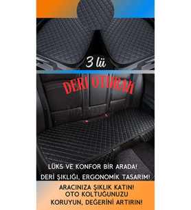 AUDI Q5 Uyumlu Şark Serisi 3 Parça Deri Cepli Oto Minder Seti (Siyah)