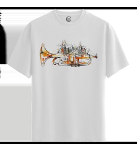 Trumpet City - %100 Pamuklu Erkek Beyaz Tişört - Premium Quality