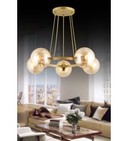 Eskitme 5 Li Halka Bal Glop Camlı Modern Avize
