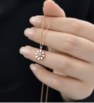 Papatya Silver 925 Ayar Gümüş Rose Kaplama Mineli Papatya Kolye