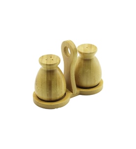 2 PCS - ŞİŞE MODELİ AHŞAP BAMBU TUZLUK - BAHARATLIK TUTACAKLI AHŞAP STAND (5047)
