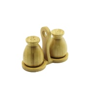 2 PCS - ŞİŞE MODELİ AHŞAP BAMBU TUZLUK - BAHARATLIK TUTACAKLI AHŞAP STAND (5047)