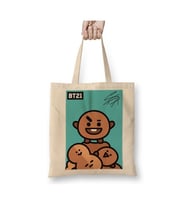 Bt21 Shooky Bts Beyaz Bez Çanta Uzun Saplı Alışveriş Çantası Plaj Çantası