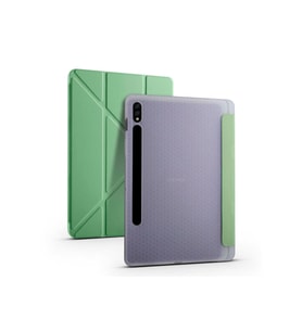 Galaxy Tab S7 Plus T970 için Kalemlikli Standlı Katlanır Kılıf (Açık Yeşil)