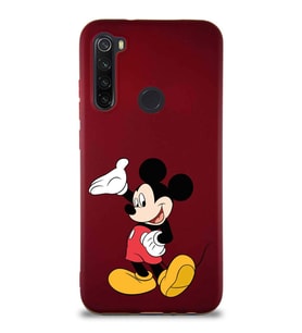 Xiaomi Redmi Note 8 Soft Premier Kapak Mickey Mouse-C Tasarımlı Silikon Kılıf - Mürdüm (Şeffaf)
