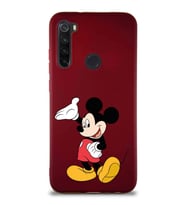Xiaomi Redmi Note 8 Soft Premier Kapak Mickey Mouse-C Tasarımlı Silikon Kılıf - Mürdüm (Şeffaf)