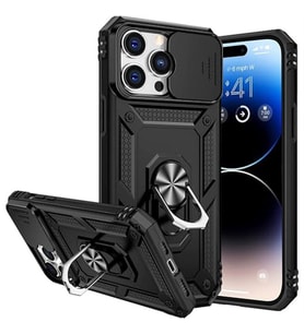 Coverzone iPhone 14 Pro Max ?le Uyumlu PhoenixShield S�rg�l� Sistem Kamera Korumal? Kapak Tam Koruma Manyetik Vega Kapak Siyah