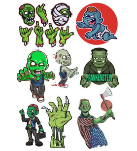 Zombi Sticker Set-4 15 Parça Telefon, Tablet, Defter, Laptop Sticker