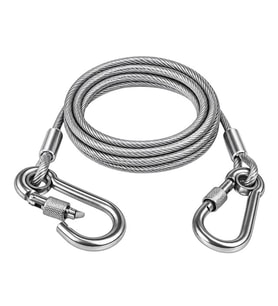 SN-38106 2 Metre Çelik Köpek Bağlama Halatı Kilitli Karabina PVC Kaplamalı