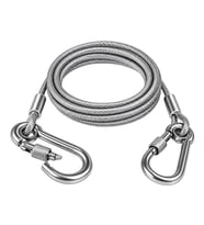 SN-38106 2 Metre Çelik Köpek Bağlama Halatı Kilitli Karabina PVC Kaplamalı