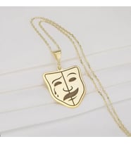 Kişiye Özel Gülen & Ağlayan Maske Kolye 925K Gümüş (Gold)