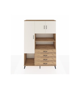 Hyperion Dolap 7 Raflı 4 Çekmeceli 3 Kapaklı 132x44x195 Çam-Aytaşı/Çam