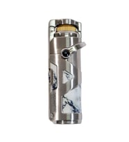 Parmida Tek Torch Pürmüz Gümüş Mermer Desenli Metal Puro Çakmağı