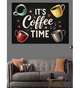 It'S Coffee Time Tipografi Dekoratif Kanvas - Mdf Ahşap Tablo