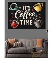 It'S Coffee Time Tipografi Dekoratif Kanvas - Mdf Ahşap Tablo