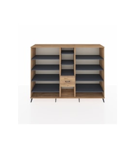 Hyperion Dolap 11 Raflı 3 Çekmeceli  220x44x163 Çam-Antrasit/Çam