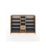 Hyperion Dolap 11 Raflı 3 Çekmeceli  220x44x163 Çam-Antrasit/Çam