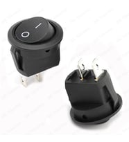 TEKLİ YUVARLAK PLASTİK SİYAH IŞIKSIZ ANAHTAR( 2 PİN ON/OFF ) 20mm ( 1 ADET FİYATIDIR )