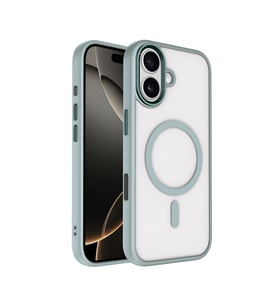 iPhone 17 Kılıf Wireless Şarj Özellikli Krom M-safe Silikon Kılıf (Gri)
