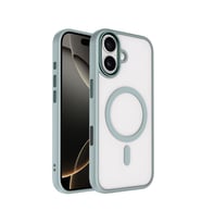 iPhone 17 Kılıf Wireless Şarj Özellikli Krom M-safe Silikon Kılıf (Gri)