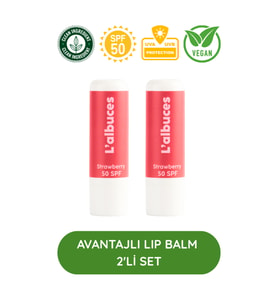 50 SPF Strawberry Lip Balm 2’li Set – Yüksek Güneş Koruması & Nem