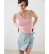 LCW Vision Lila Tek Omuz Crop Kadın Triko Atlet