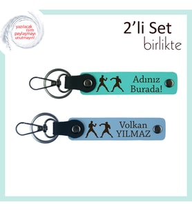 Ahenkle Dövüşenlere, Güç ve Zarafetin Buluştuğu, İsme Özel Anahtarlık, Turkuaz-Gök Mavi
