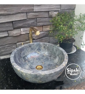 Sipahi Marble Gri Mermer Çanak Lavabo