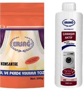Ersağ Tül Perde Yıkama Tozu & Çamaşır Aktif Sıvısı 500GR+1000ML