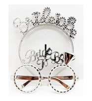 Mey İthalat® Bride To Be Yazılı Taç ve Bride To Be Yazılı GözlüK Seti Gümüş Renk