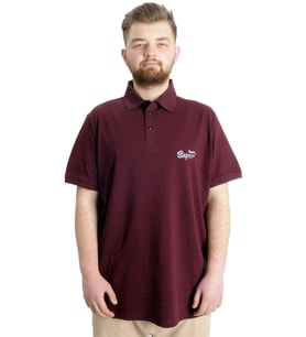 Mode XL Büyük Beden Erkek T-shirt Polo SUPER 23318 Mürdüm