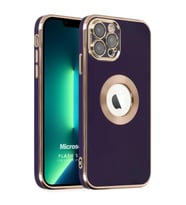 Microsonic Apple iPhone 12 Pro Kılıf Flash Stamp Koyu Mor