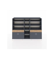 Hyperion Dolap 12 Raflı 2 Çekmeceli 4 Kapaklı 220x44x163 Antrasit-Antrasit/Çam
