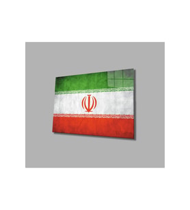 İran Cam Tablo 4mm Dayanıklı Temperli Cam, Iran Flag Glass Wall Art (Çok Renkli)