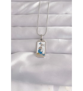 Northcity 316L Çelik Gümüş Renk Beyaz Mineli Kız Figür Tarot Kolye 5886