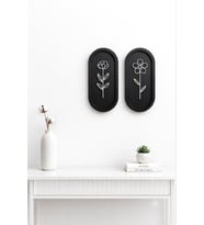 Minimalist Çizgisel Çiçek Temalı 2'li Lüks Duvar Dekoru (MDF & Aynalı Pleksi)