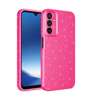 Samsung Galaxy A15 Kılıf Kamera Korumalı Simli Lüks Işıltılı Silikon (Koyu Pembe)