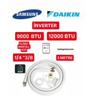 İnverter 9000 Btu ve 12000b Btu 3 metre 1/4-3/8 Alüminyum Boru  Kiti