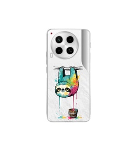 Tecno Camon 30 ile Uyumlu Splash Tembel Hayvan Tasarımlı Şeffaf Silikon Kılıf